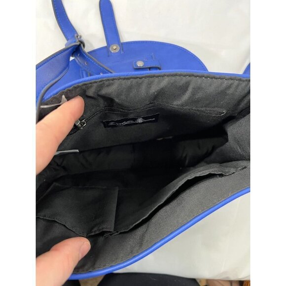 Dirty Ballerina Coral Blue Perforated Faux Leather Saddle Crossbody - Picture 6 of 12